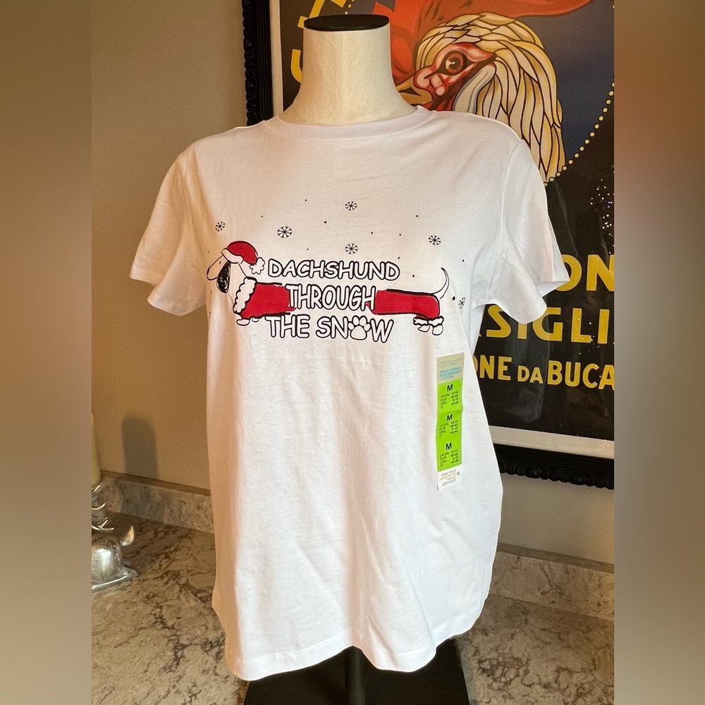 Dachshund Through The Snow Printed  T-Shirt